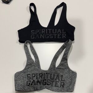 Spiritual Gangster Black and Gray Sports Bra Set